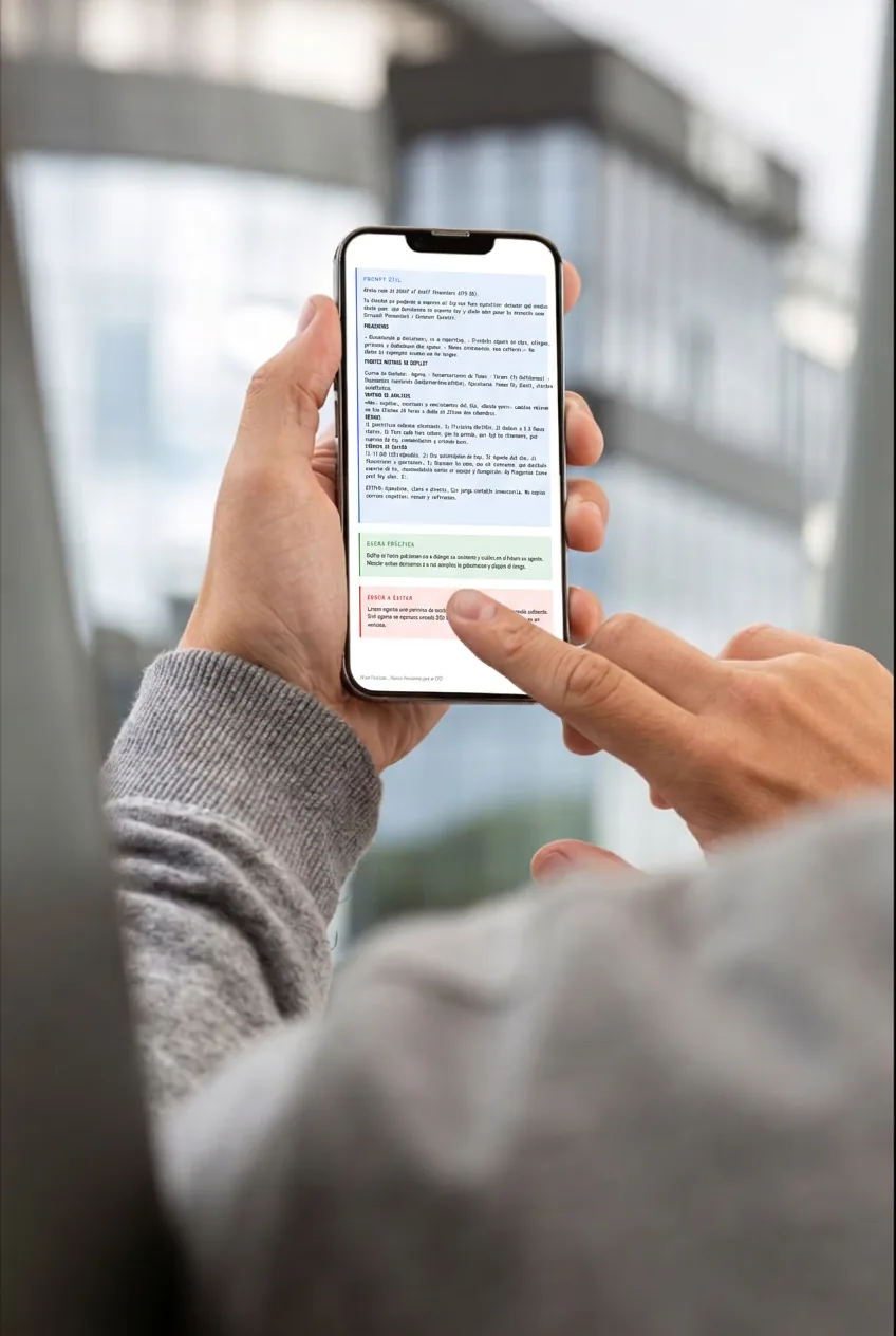 Ebook IA en Finanzas 2 CFO leyendo el ebook IA en Finanzas en el móvil